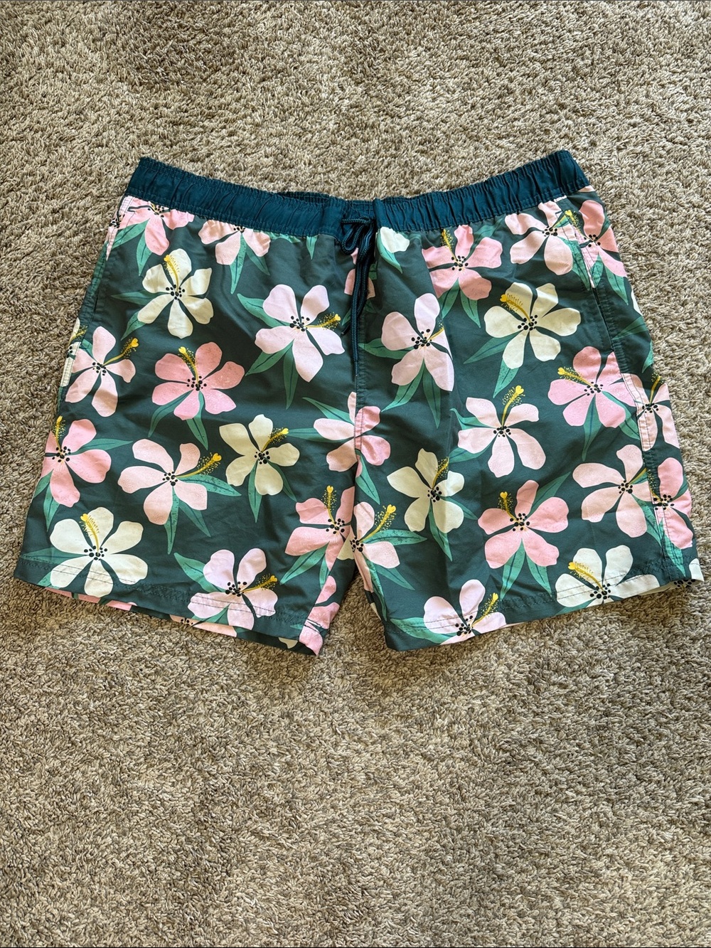 MAD Engine Green Swim Trunks with White Liner